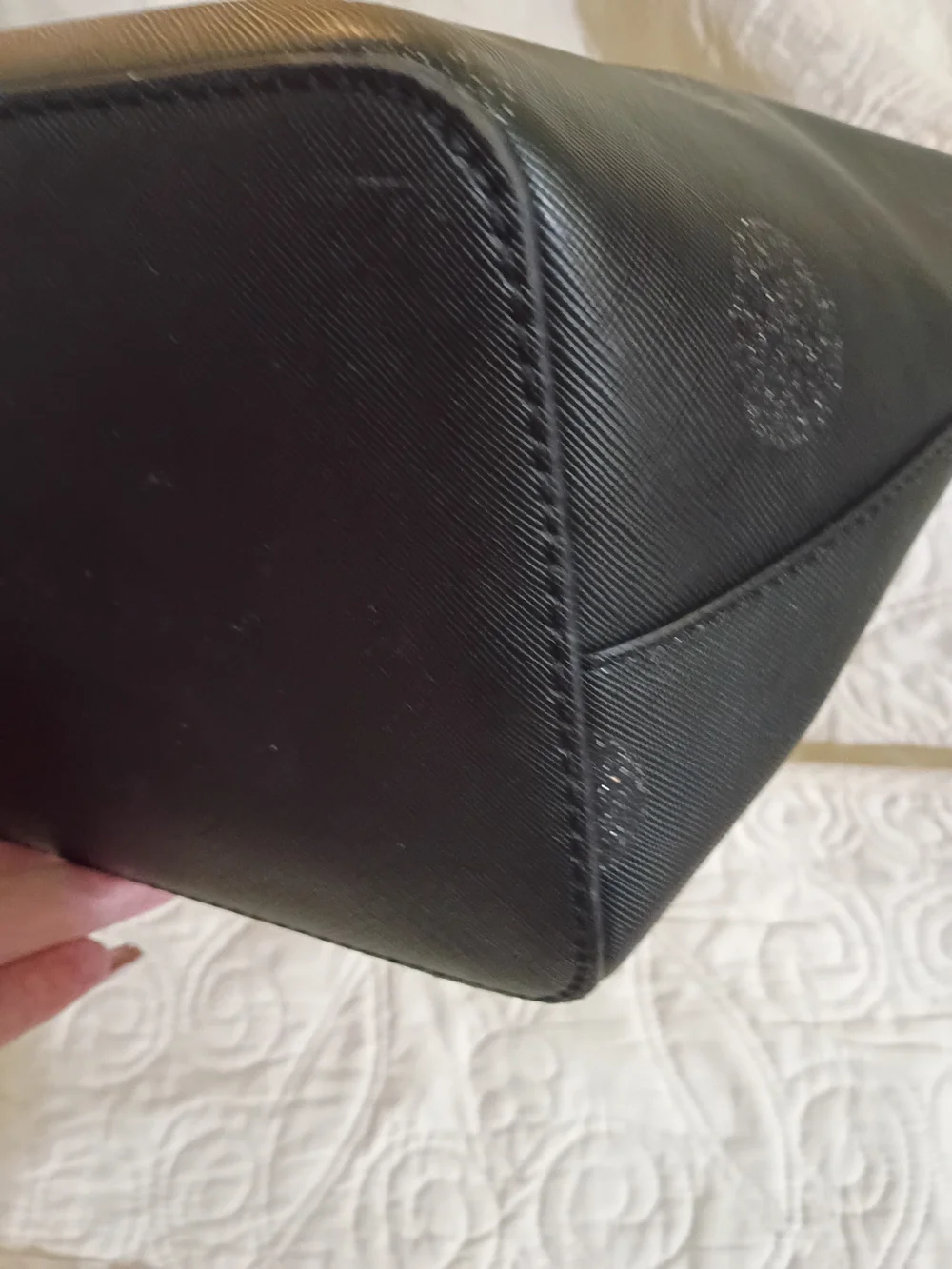 Kate Spade Black Glitter Dot Leather Tote Euc